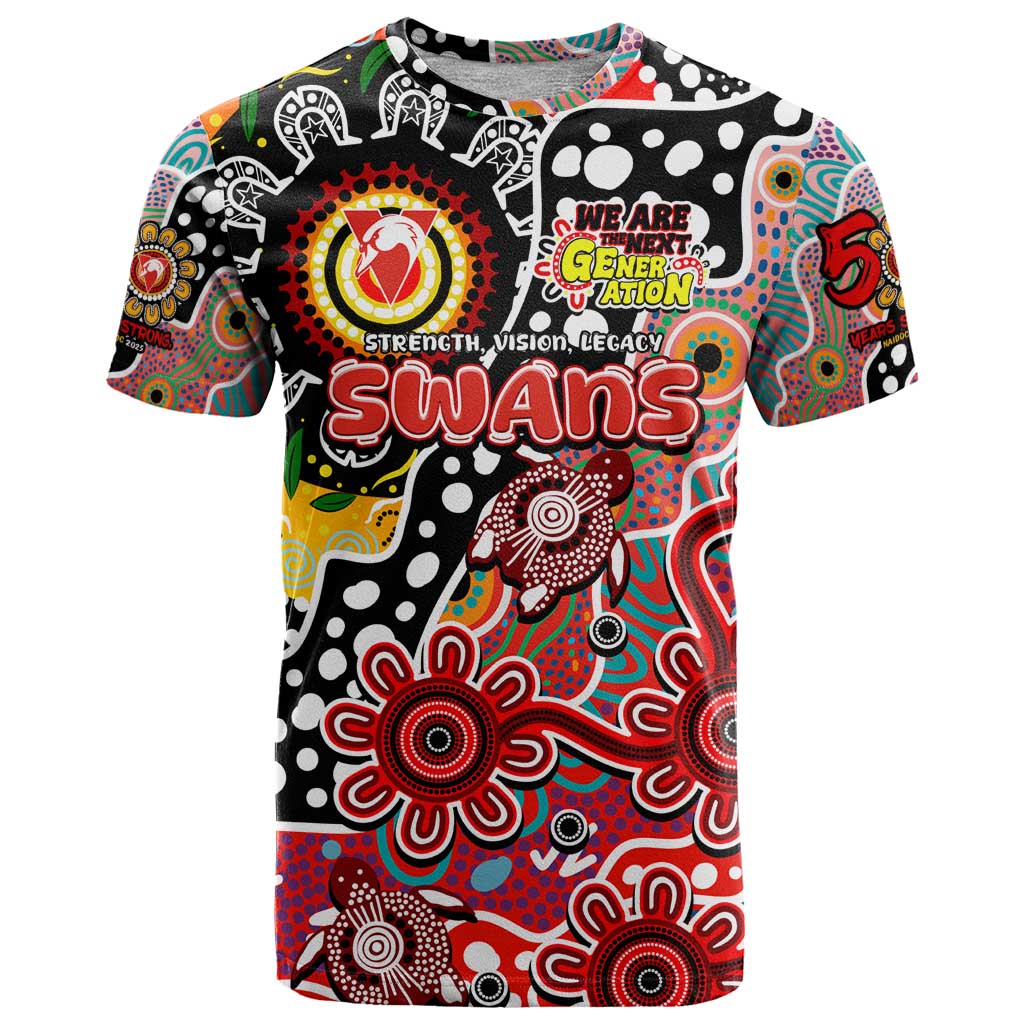 Personalised Swans AFL Celebrating 50 Years of Naidoc T Shirt NAIDOC Week 2025 Aboriginal