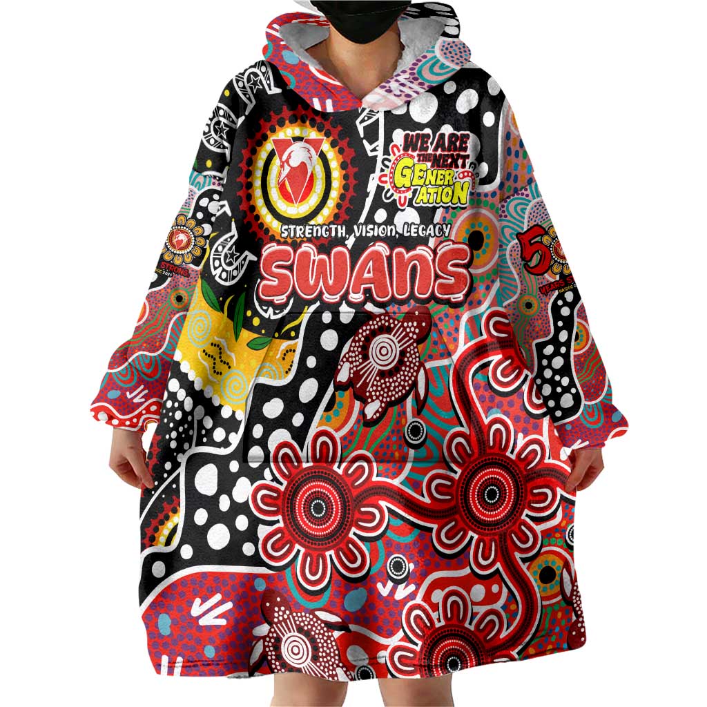 Personalised Swans AFL Celebrating 50 Years of Naidoc Wearable Blanket Hoodie NAIDOC Week 2025 Aboriginal