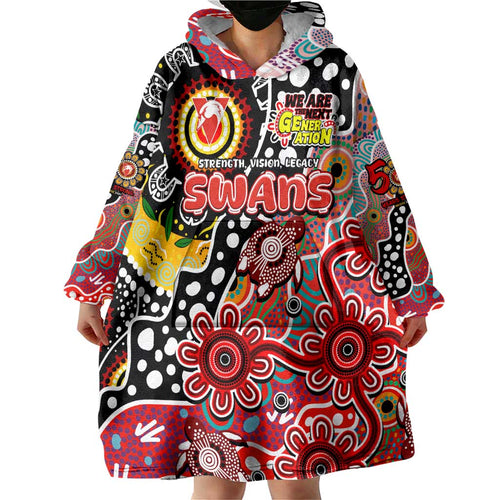 Personalised Swans AFL Celebrating 50 Years of Naidoc Wearable Blanket Hoodie NAIDOC Week 2025 Aboriginal