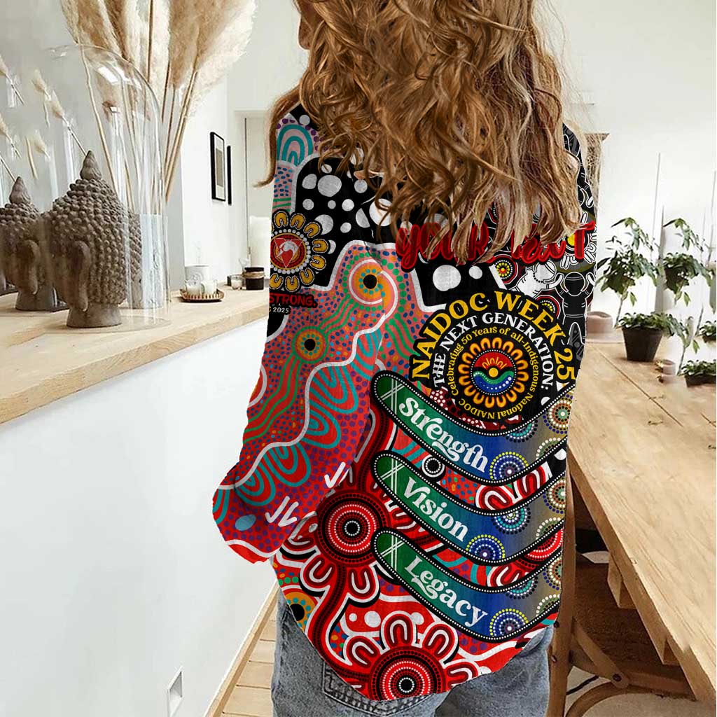 Personalised Swans AFL Celebrating 50 Years of Naidoc Women Casual Shirt NAIDOC Week 2025 Aboriginal