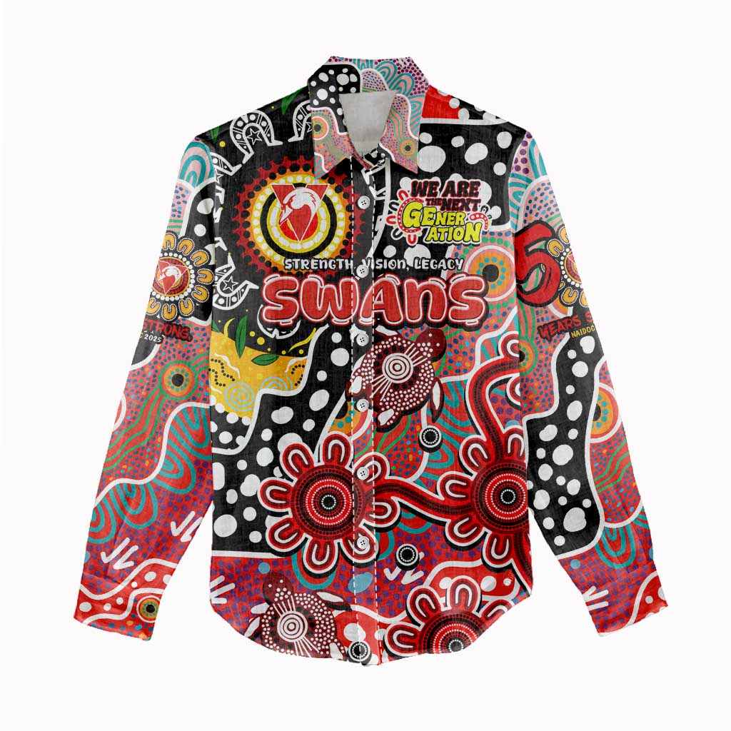 Personalised Swans AFL Celebrating 50 Years of Naidoc Women Casual Shirt NAIDOC Week 2025 Aboriginal