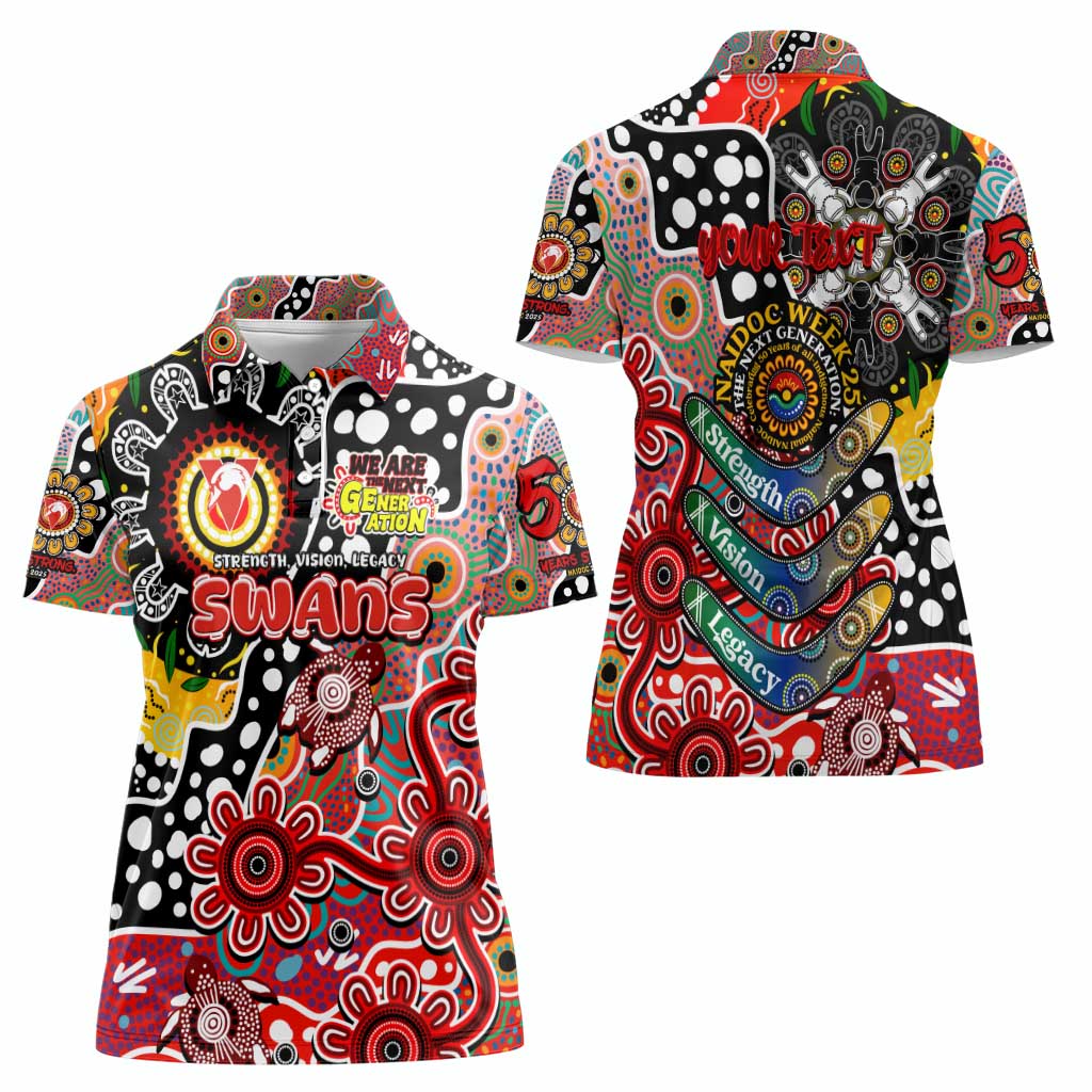 Personalised Swans AFL Celebrating 50 Years of Naidoc Women Polo Shirt NAIDOC Week 2025 Aboriginal