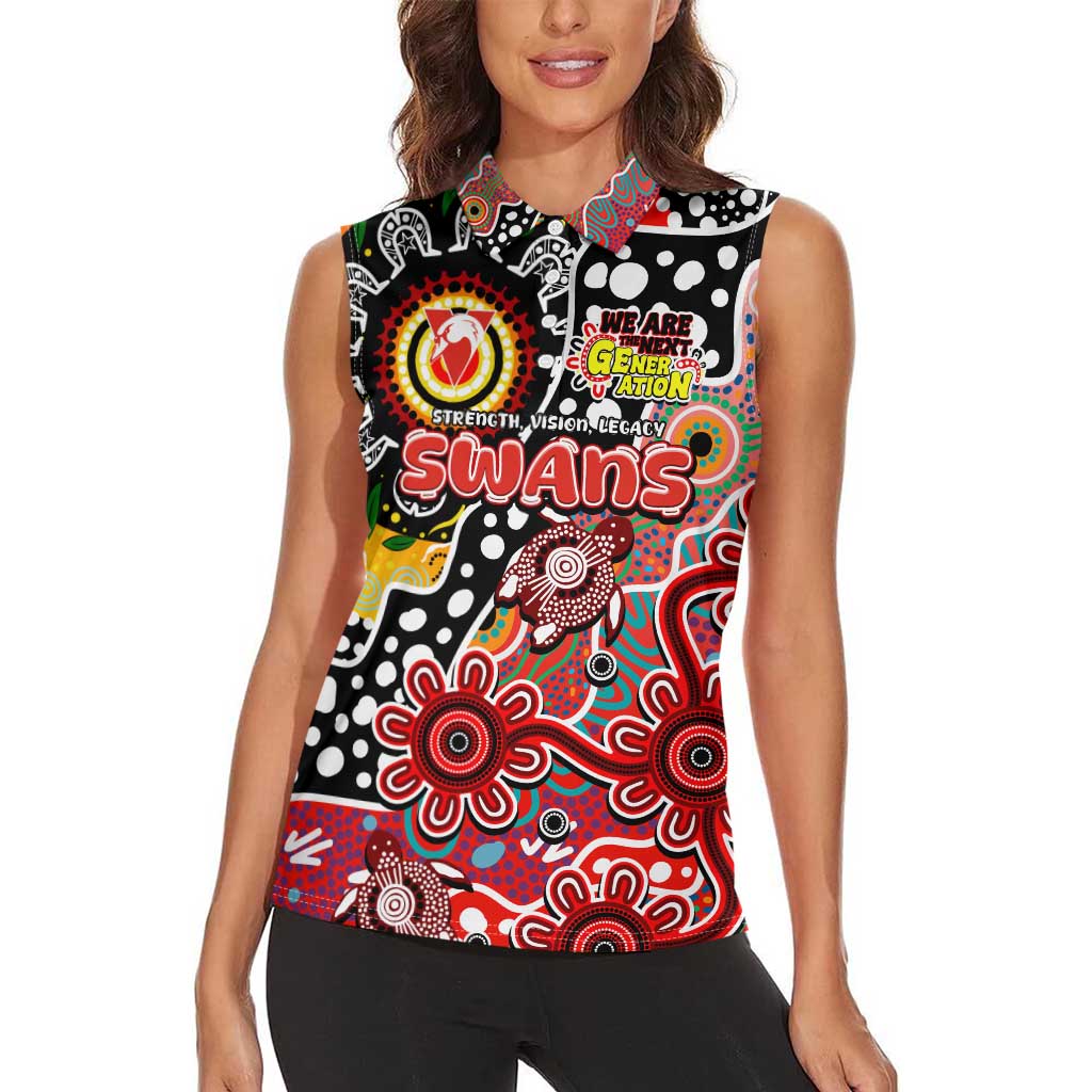 Personalised Swans AFL Celebrating 50 Years of Naidoc Women Sleeveless Polo Shirt NAIDOC Week 2025 Aboriginal