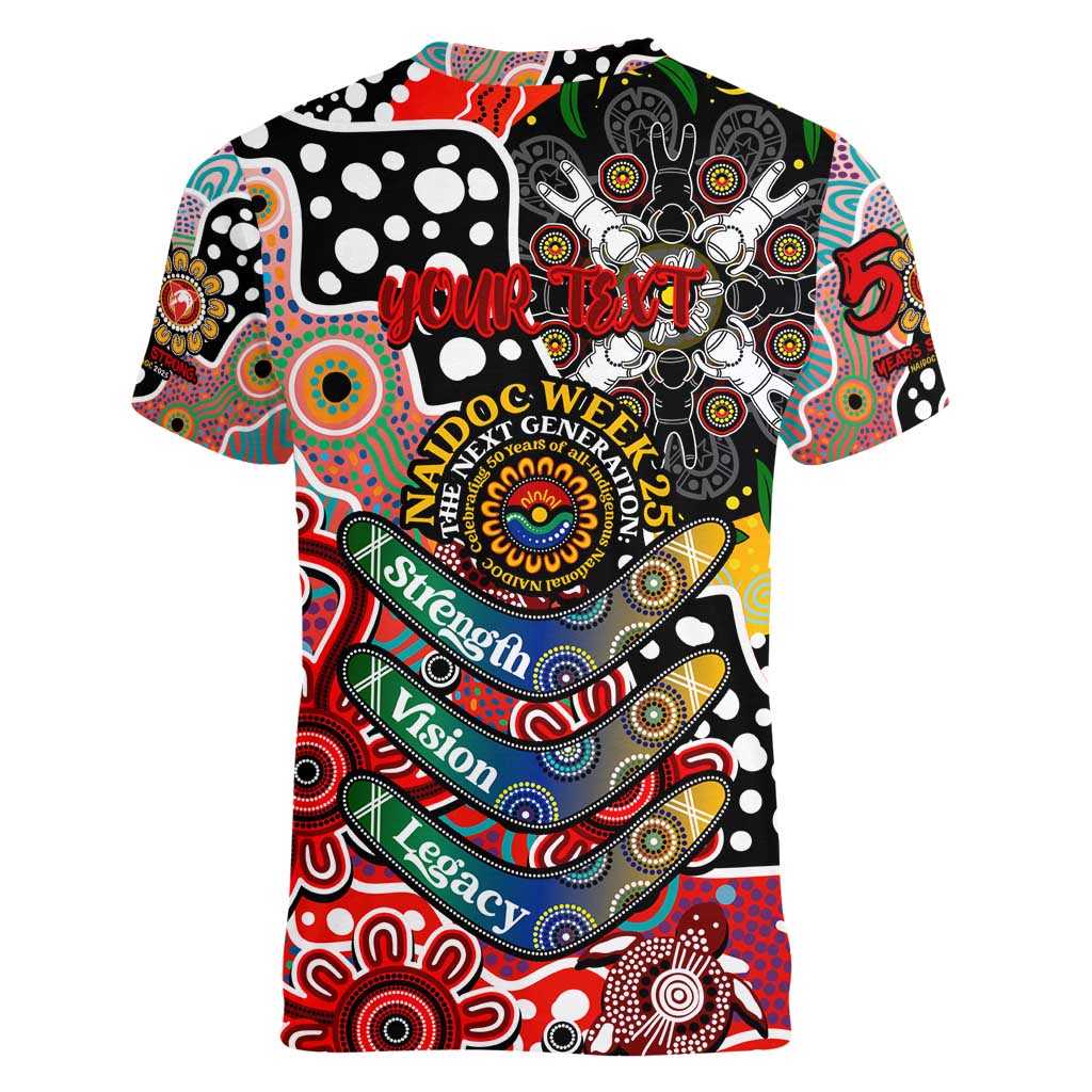 Personalised Swans AFL Celebrating 50 Years of Naidoc Women V-Neck T-Shirt NAIDOC Week 2025 Aboriginal