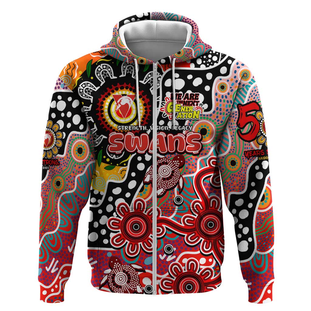 Personalised Swans AFL Celebrating 50 Years of Naidoc Zip Hoodie NAIDOC Week 2025 Aboriginal