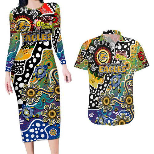 Personalised Eagles AFL Celebrating 50 Years of Naidoc Couples Matching Long Sleeve Bodycon Dress and Hawaiian Shirt NAIDOC Week 2025 Aboriginal