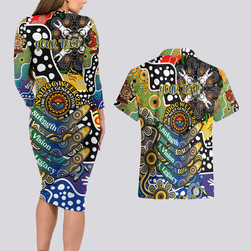 Personalised Eagles AFL Celebrating 50 Years of Naidoc Couples Matching Long Sleeve Bodycon Dress and Hawaiian Shirt NAIDOC Week 2025 Aboriginal