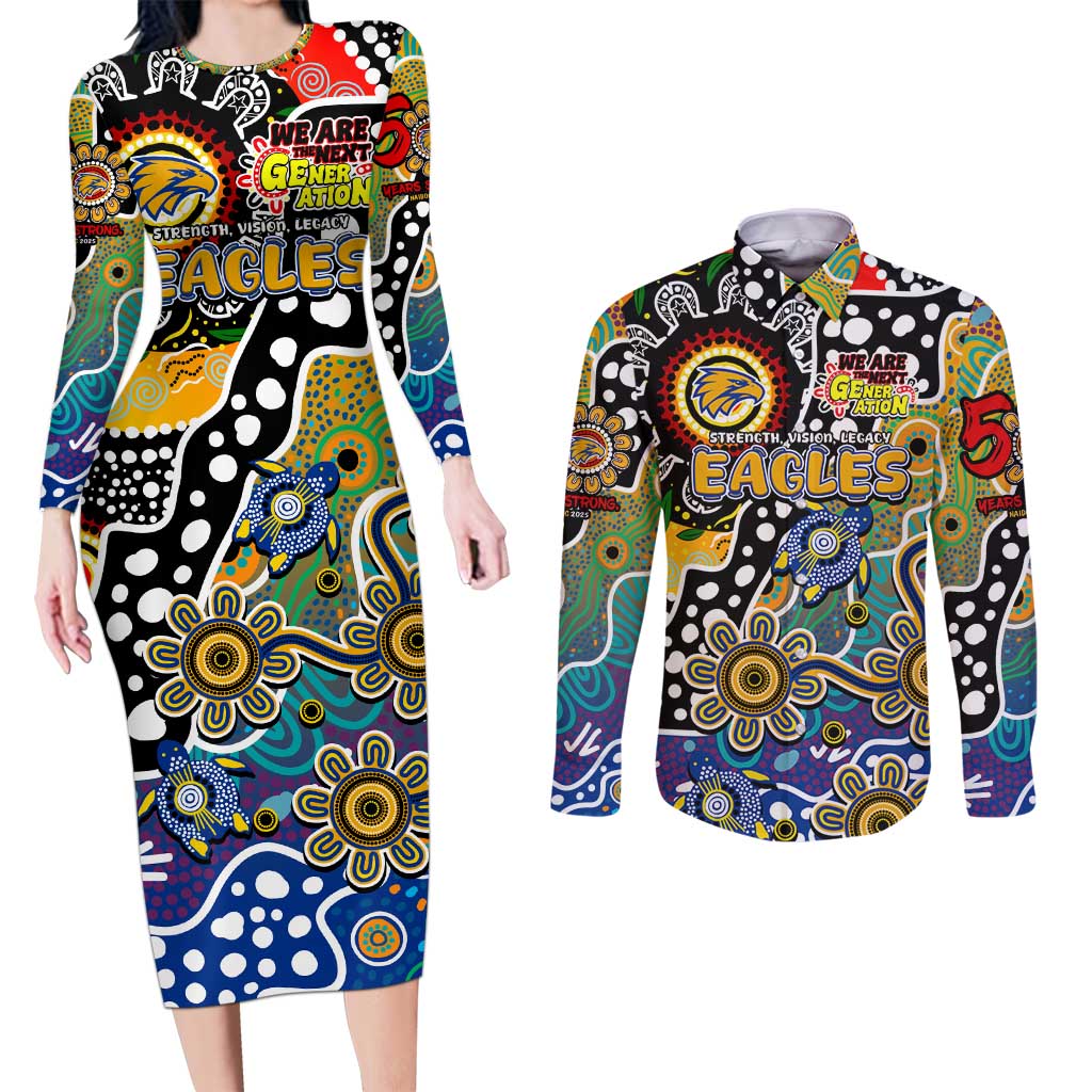 Personalised Eagles AFL Celebrating 50 Years of Naidoc Couples Matching Long Sleeve Bodycon Dress and Long Sleeve Button Shirt NAIDOC Week 2025 Aboriginal