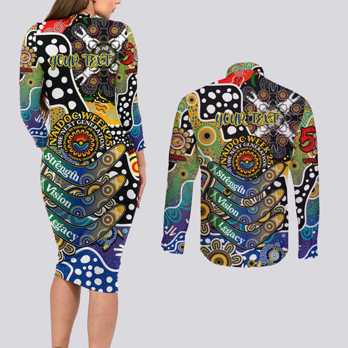 Personalised Eagles AFL Celebrating 50 Years of Naidoc Couples Matching Long Sleeve Bodycon Dress and Long Sleeve Button Shirt NAIDOC Week 2025 Aboriginal