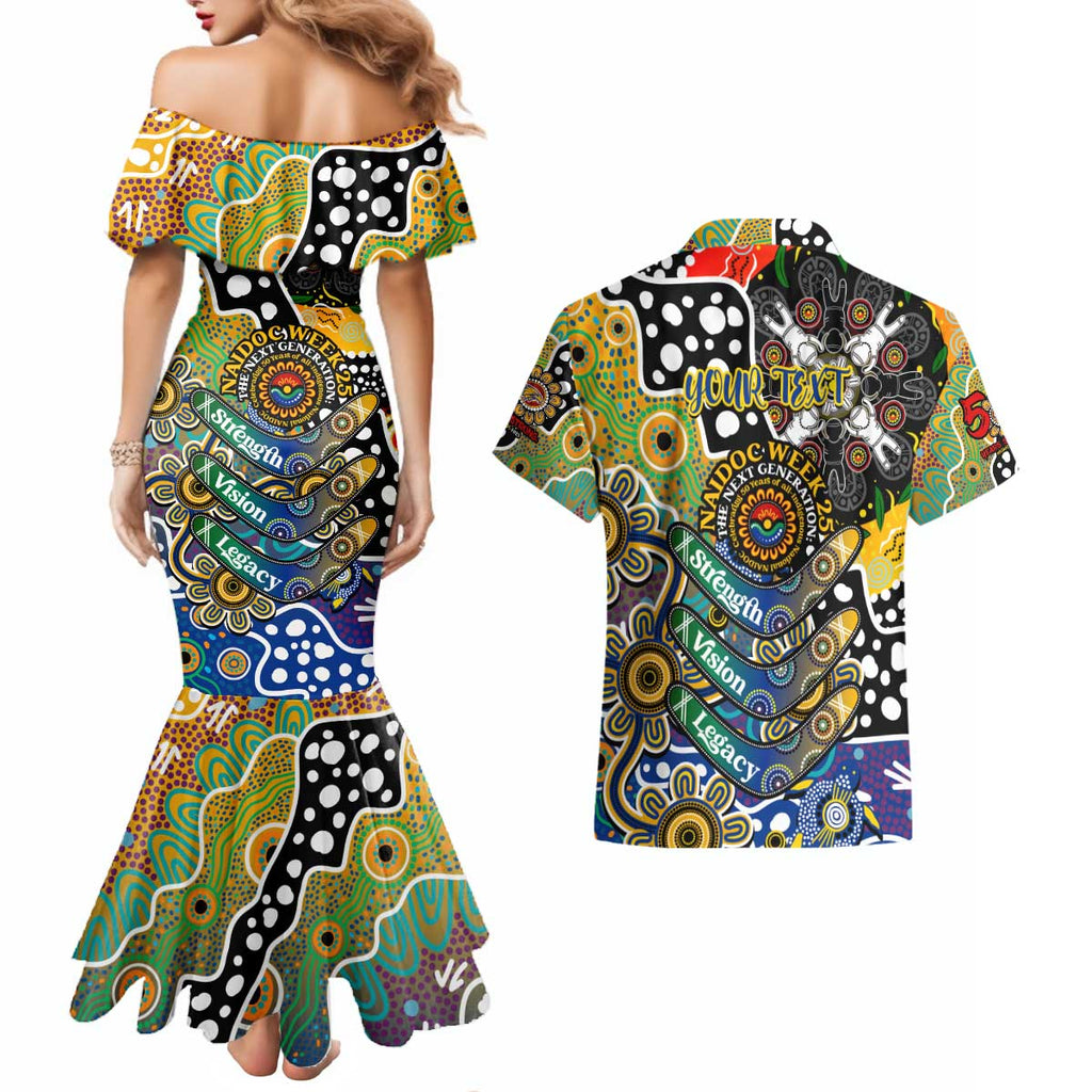 Personalised Eagles AFL Celebrating 50 Years of Naidoc Couples Matching Mermaid Dress and Hawaiian Shirt NAIDOC Week 2025 Aboriginal
