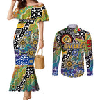 Personalised Eagles AFL Celebrating 50 Years of Naidoc Couples Matching Mermaid Dress and Long Sleeve Button Shirt NAIDOC Week 2025 Aboriginal