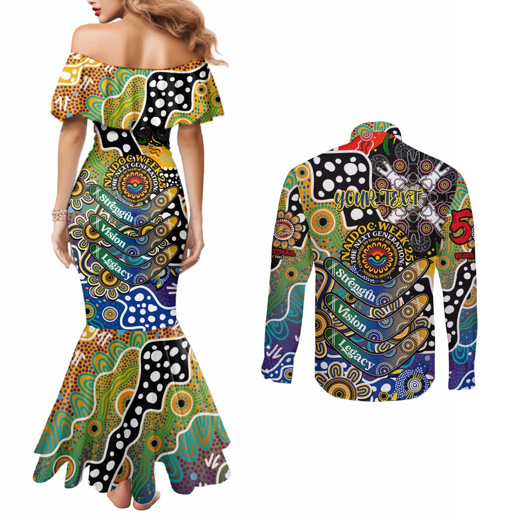 Personalised Eagles AFL Celebrating 50 Years of Naidoc Couples Matching Mermaid Dress and Long Sleeve Button Shirt NAIDOC Week 2025 Aboriginal