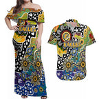 Personalised Eagles AFL Celebrating 50 Years of Naidoc Couples Matching Off Shoulder Maxi Dress and Hawaiian Shirt NAIDOC Week 2025 Aboriginal