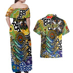 Personalised Eagles AFL Celebrating 50 Years of Naidoc Couples Matching Off Shoulder Maxi Dress and Hawaiian Shirt NAIDOC Week 2025 Aboriginal