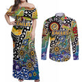 Personalised Eagles AFL Celebrating 50 Years of Naidoc Couples Matching Off Shoulder Maxi Dress and Long Sleeve Button Shirt NAIDOC Week 2025 Aboriginal