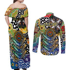 Personalised Eagles AFL Celebrating 50 Years of Naidoc Couples Matching Off Shoulder Maxi Dress and Long Sleeve Button Shirt NAIDOC Week 2025 Aboriginal