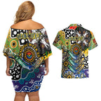 Personalised Eagles AFL Celebrating 50 Years of Naidoc Couples Matching Off Shoulder Short Dress and Hawaiian Shirt NAIDOC Week 2025 Aboriginal