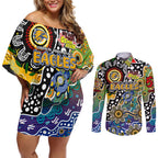 Personalised Eagles AFL Celebrating 50 Years of Naidoc Couples Matching Off Shoulder Short Dress and Long Sleeve Button Shirt NAIDOC Week 2025 Aboriginal