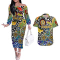 Personalised Eagles AFL Celebrating 50 Years of Naidoc Couples Matching Off The Shoulder Long Sleeve Dress and Hawaiian Shirt NAIDOC Week 2025 Aboriginal