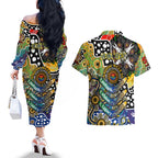 Personalised Eagles AFL Celebrating 50 Years of Naidoc Couples Matching Off The Shoulder Long Sleeve Dress and Hawaiian Shirt NAIDOC Week 2025 Aboriginal