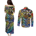 Personalised Eagles AFL Celebrating 50 Years of Naidoc Couples Matching Puletasi and Long Sleeve Button Shirt NAIDOC Week 2025 Aboriginal