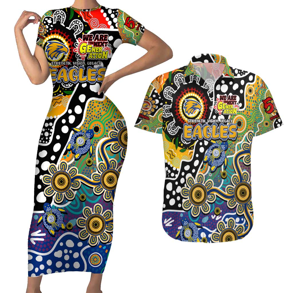 Personalised Eagles AFL Celebrating 50 Years of Naidoc Couples Matching Short Sleeve Bodycon Dress and Hawaiian Shirt NAIDOC Week 2025 Aboriginal