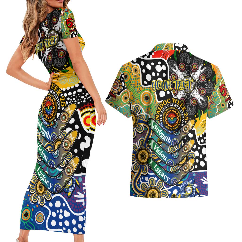 Personalised Eagles AFL Celebrating 50 Years of Naidoc Couples Matching Short Sleeve Bodycon Dress and Hawaiian Shirt NAIDOC Week 2025 Aboriginal