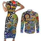 Personalised Eagles AFL Celebrating 50 Years of Naidoc Couples Matching Short Sleeve Bodycon Dress and Long Sleeve Button Shirt NAIDOC Week 2025 Aboriginal