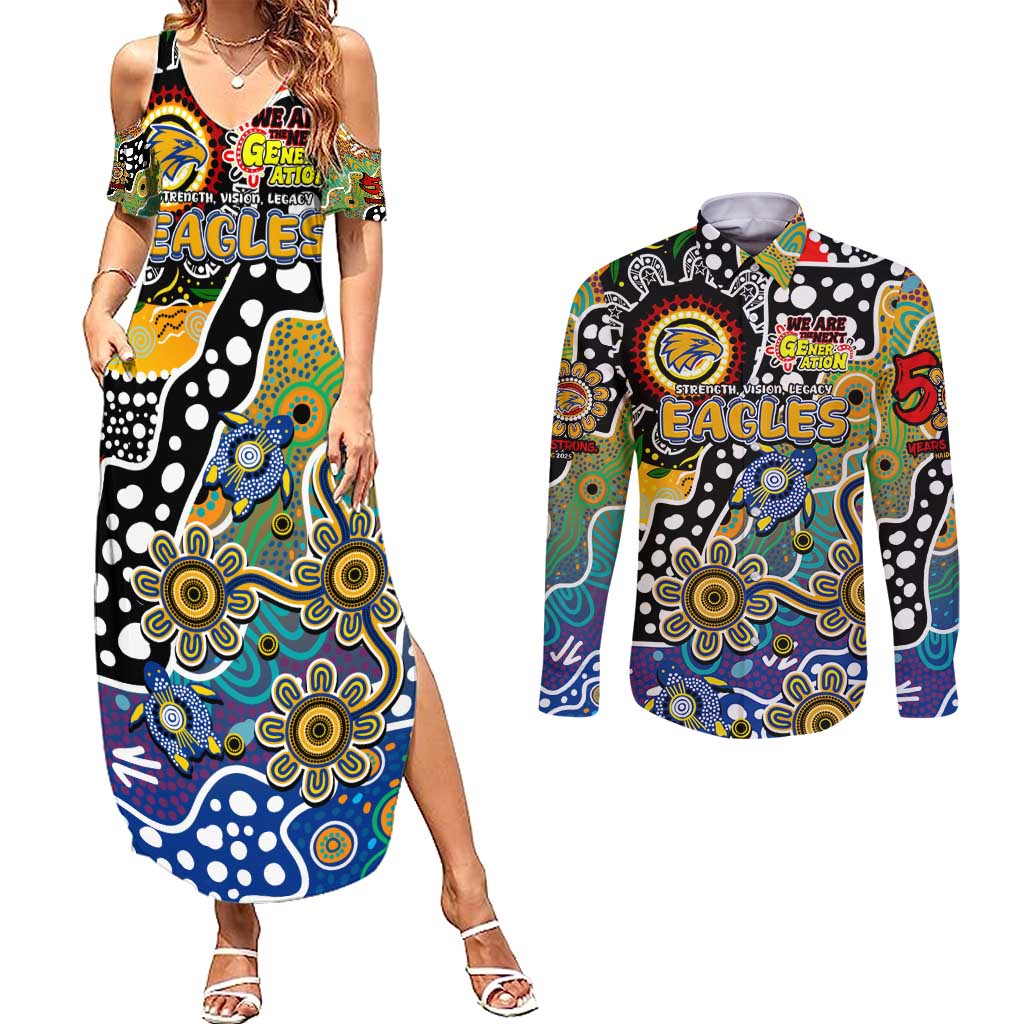 Personalised Eagles AFL Celebrating 50 Years of Naidoc Couples Matching Summer Maxi Dress and Long Sleeve Button Shirt NAIDOC Week 2025 Aboriginal