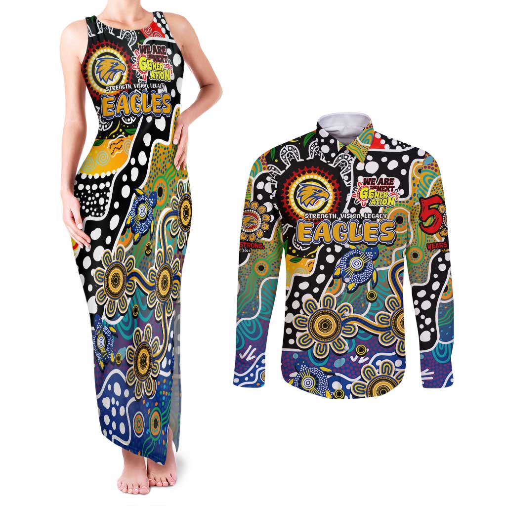 Personalised Eagles AFL Celebrating 50 Years of Naidoc Couples Matching Tank Maxi Dress and Long Sleeve Button Shirt NAIDOC Week 2025 Aboriginal