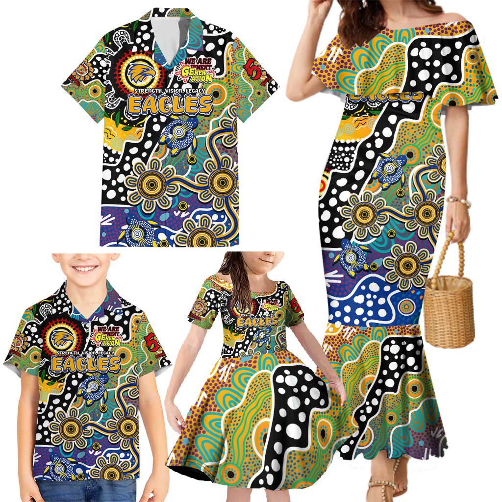 Personalised Eagles AFL Celebrating 50 Years of Naidoc Family Matching Mermaid Dress and Hawaiian Shirt NAIDOC Week 2025 Aboriginal