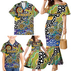 Personalised Eagles AFL Celebrating 50 Years of Naidoc Family Matching Mermaid Dress and Hawaiian Shirt NAIDOC Week 2025 Aboriginal