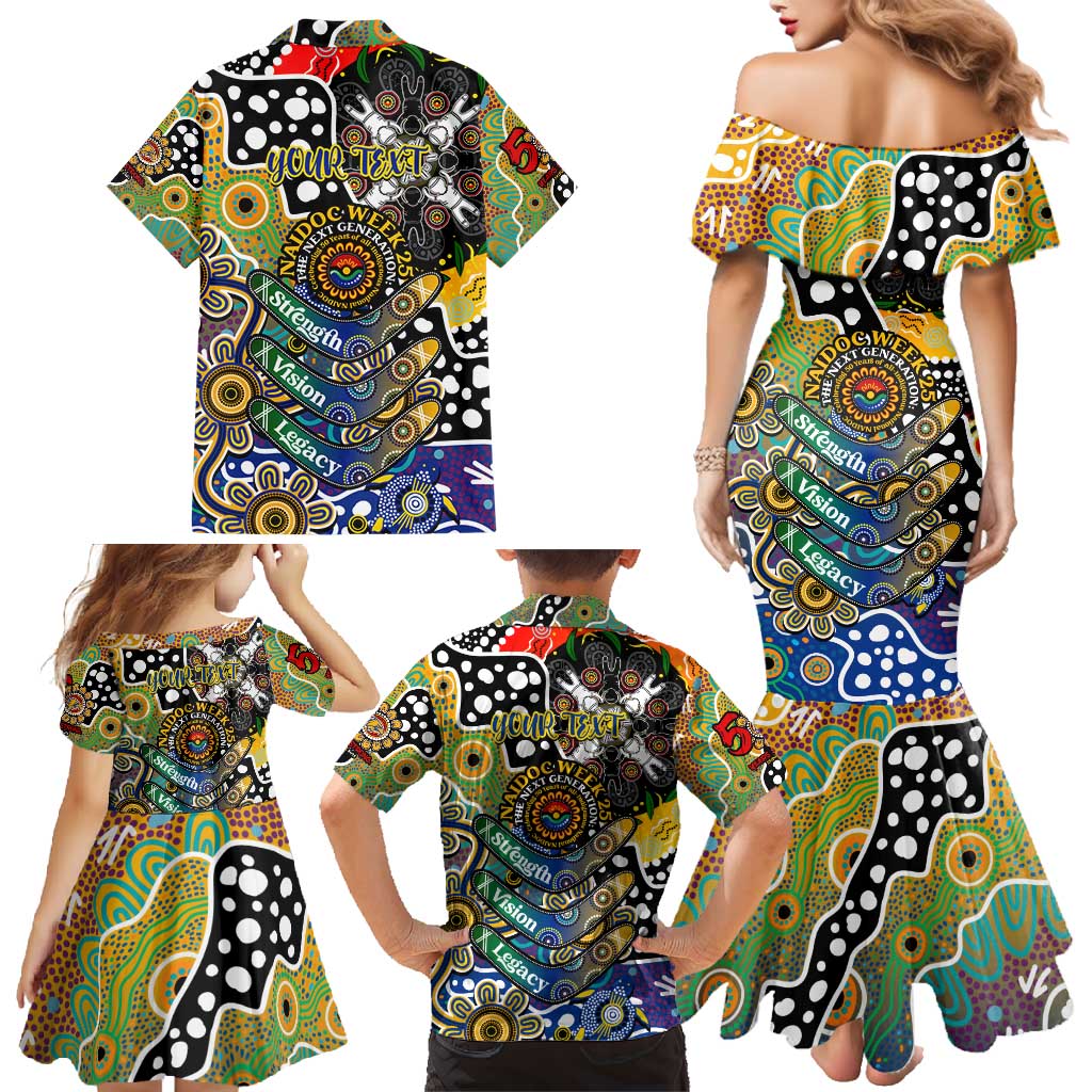 Personalised Eagles AFL Celebrating 50 Years of Naidoc Family Matching Mermaid Dress and Hawaiian Shirt NAIDOC Week 2025 Aboriginal