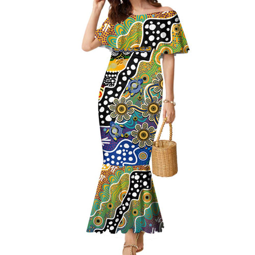 Personalised Eagles AFL Celebrating 50 Years of Naidoc Family Matching Mermaid Dress and Hawaiian Shirt NAIDOC Week 2025 Aboriginal
