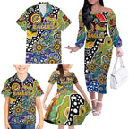 Personalised Eagles AFL Celebrating 50 Years of Naidoc Family Matching Off The Shoulder Long Sleeve Dress and Hawaiian Shirt NAIDOC Week 2025 Aboriginal