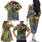Personalised Eagles AFL Celebrating 50 Years of Naidoc Family Matching Off The Shoulder Long Sleeve Dress and Hawaiian Shirt NAIDOC Week 2025 Aboriginal