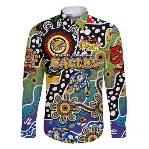 Personalised Eagles AFL Celebrating 50 Years of Naidoc Family Matching Off The Shoulder Long Sleeve Dress and Hawaiian Shirt NAIDOC Week 2025 Aboriginal