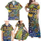 Personalised Eagles AFL Celebrating 50 Years of Naidoc Family Matching Off Shoulder Maxi Dress and Hawaiian Shirt NAIDOC Week 2025 Aboriginal