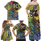 Personalised Eagles AFL Celebrating 50 Years of Naidoc Family Matching Off Shoulder Maxi Dress and Hawaiian Shirt NAIDOC Week 2025 Aboriginal