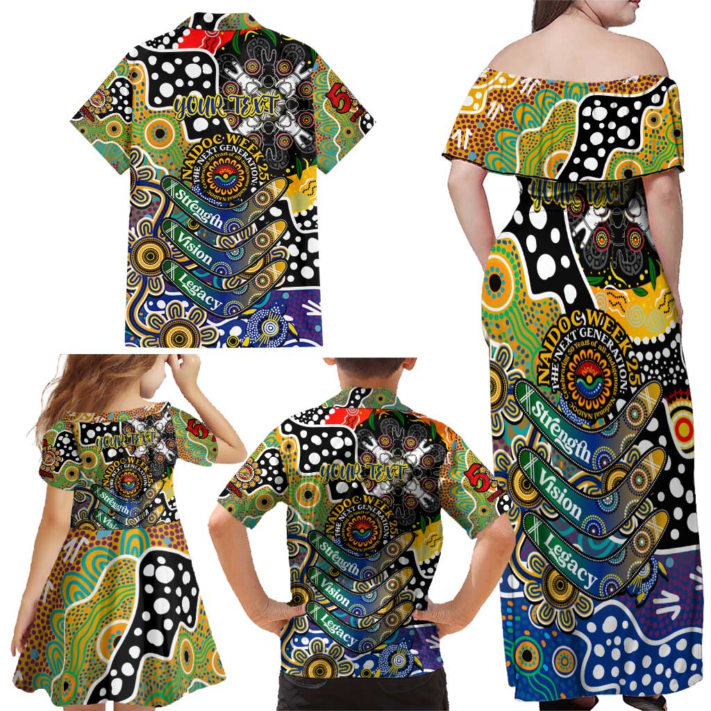 Personalised Eagles AFL Celebrating 50 Years of Naidoc Family Matching Off Shoulder Maxi Dress and Hawaiian Shirt NAIDOC Week 2025 Aboriginal
