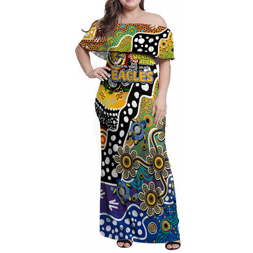 Personalised Eagles AFL Celebrating 50 Years of Naidoc Family Matching Off Shoulder Maxi Dress and Hawaiian Shirt NAIDOC Week 2025 Aboriginal