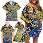 Personalised Eagles AFL Celebrating 50 Years of Naidoc Family Matching Off Shoulder Short Dress and Hawaiian Shirt NAIDOC Week 2025 Aboriginal