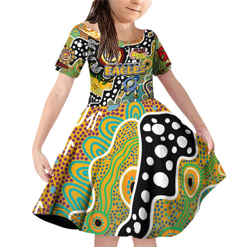 Personalised Eagles AFL Celebrating 50 Years of Naidoc Family Matching Off Shoulder Short Dress and Hawaiian Shirt NAIDOC Week 2025 Aboriginal