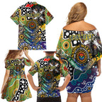 Personalised Eagles AFL Celebrating 50 Years of Naidoc Family Matching Off Shoulder Short Dress and Hawaiian Shirt NAIDOC Week 2025 Aboriginal