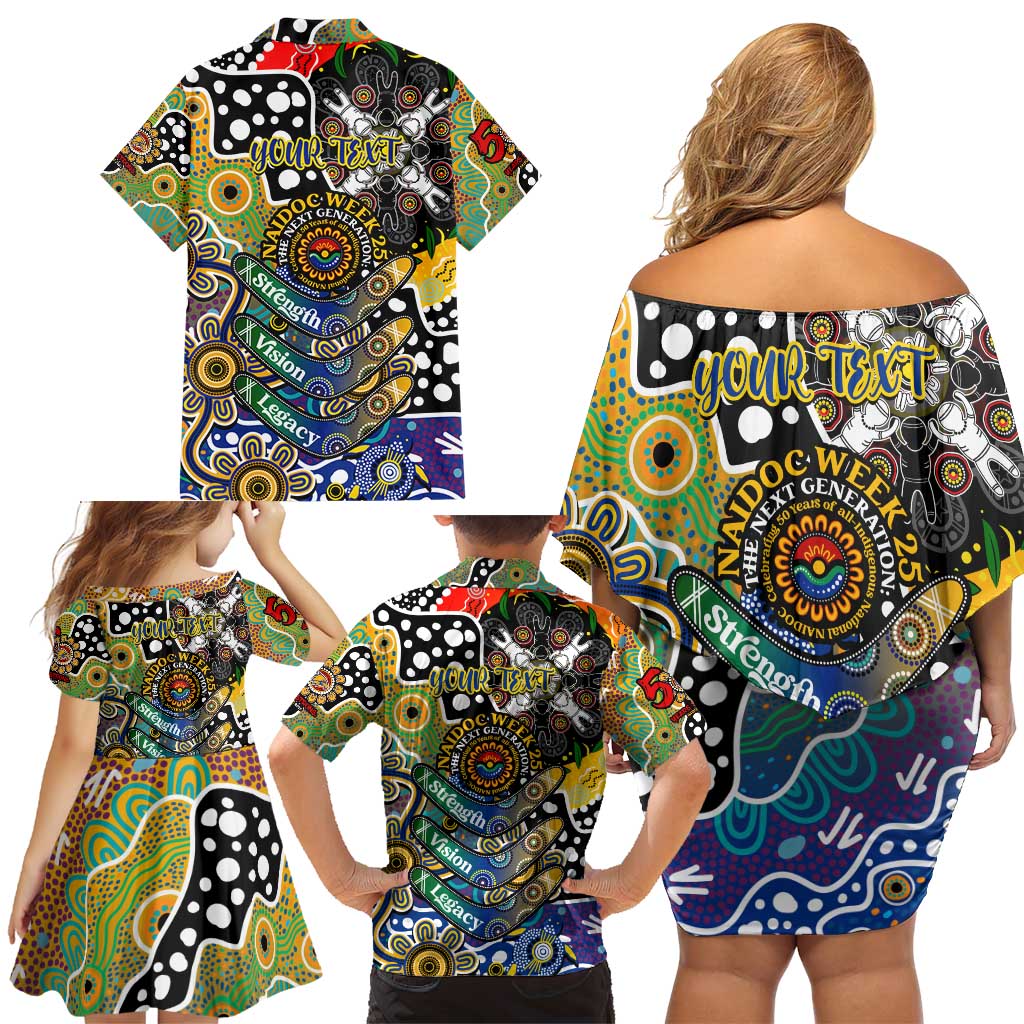 Personalised Eagles AFL Celebrating 50 Years of Naidoc Family Matching Off Shoulder Short Dress and Hawaiian Shirt NAIDOC Week 2025 Aboriginal