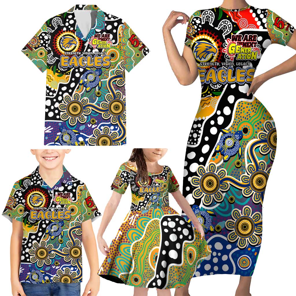 Personalised Eagles AFL Celebrating 50 Years of Naidoc Family Matching Short Sleeve Bodycon Dress and Hawaiian Shirt NAIDOC Week 2025 Aboriginal