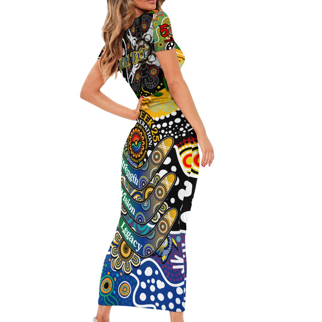 Personalised Eagles AFL Celebrating 50 Years of Naidoc Family Matching Short Sleeve Bodycon Dress and Hawaiian Shirt NAIDOC Week 2025 Aboriginal