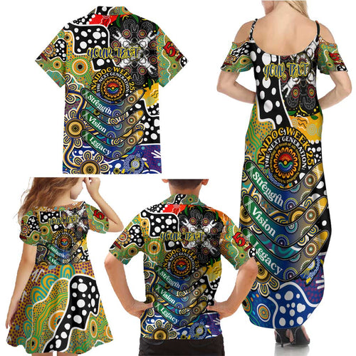 Personalised Eagles AFL Celebrating 50 Years of Naidoc Family Matching Summer Maxi Dress and Hawaiian Shirt NAIDOC Week 2025 Aboriginal