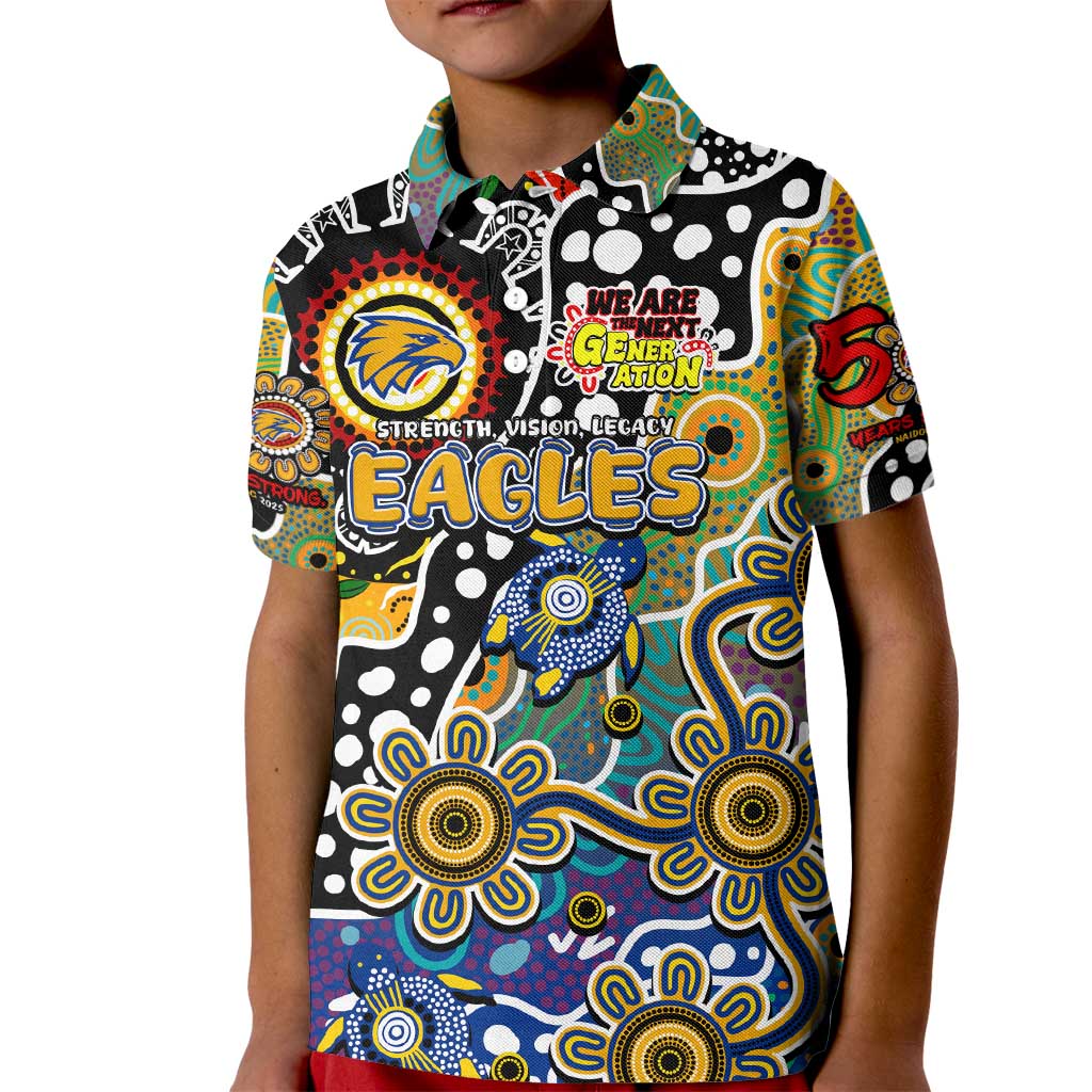 Personalised Eagles AFL Celebrating 50 Years of Naidoc Kid Polo Shirt NAIDOC Week 2025 Aboriginal