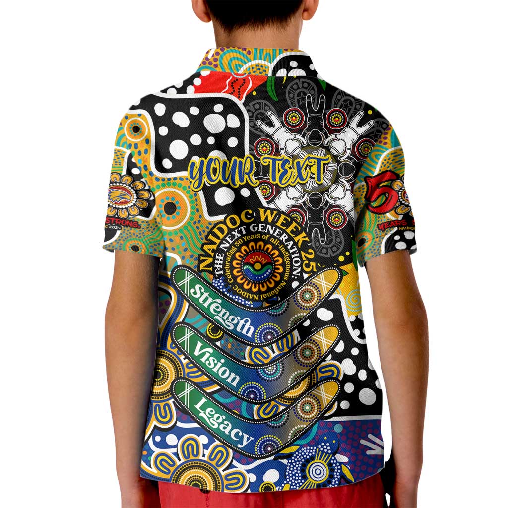 Personalised Eagles AFL Celebrating 50 Years of Naidoc Kid Polo Shirt NAIDOC Week 2025 Aboriginal
